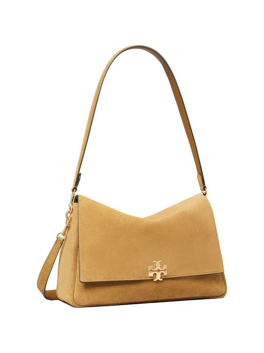 Tory Burch Brown Charlie Structured Suede Shoulder Bag