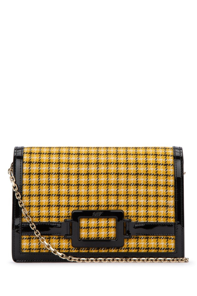 Roger Vivier Structured Clutch With Check Pattern And Bold Buckle Detail