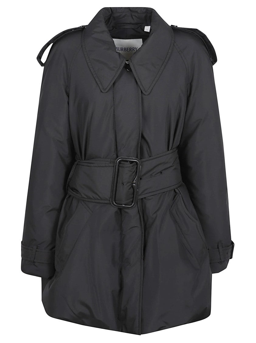 Burberry Short Black Jacket With Concealed Closure