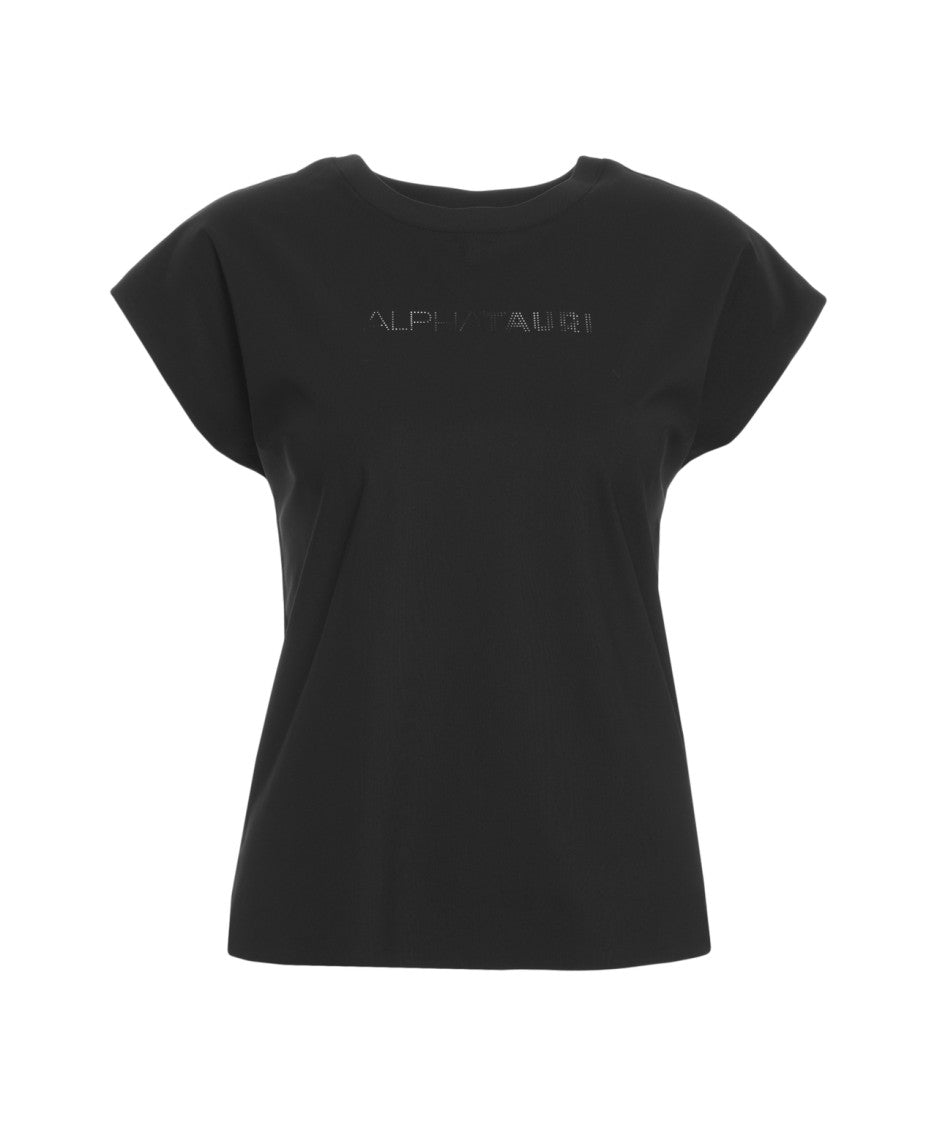 Alpha Tauri Black T-Shirt With Embossed Logo And Modern Silhouette