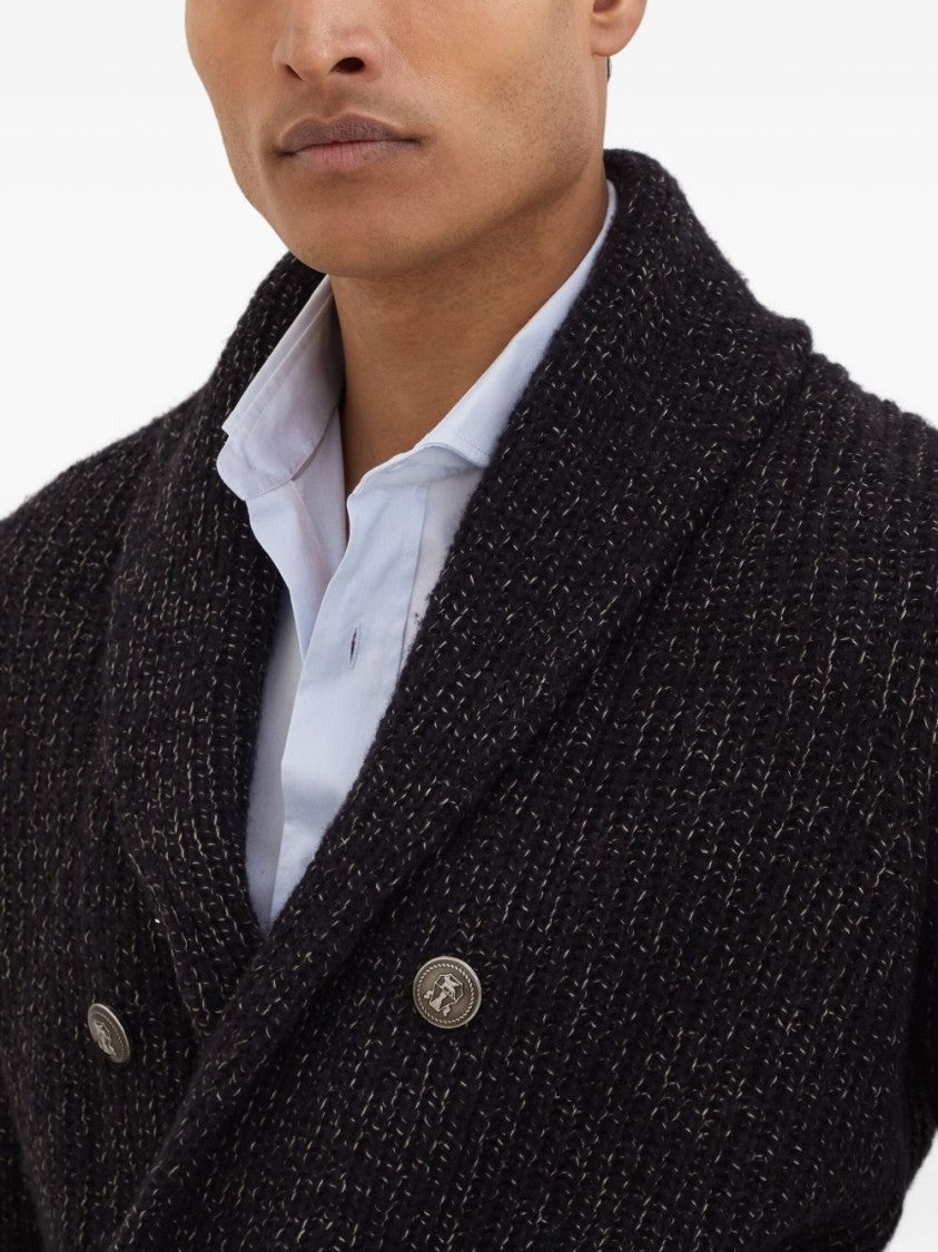 Brunello Cucinelli Textured Knit Double-Breasted Jacket