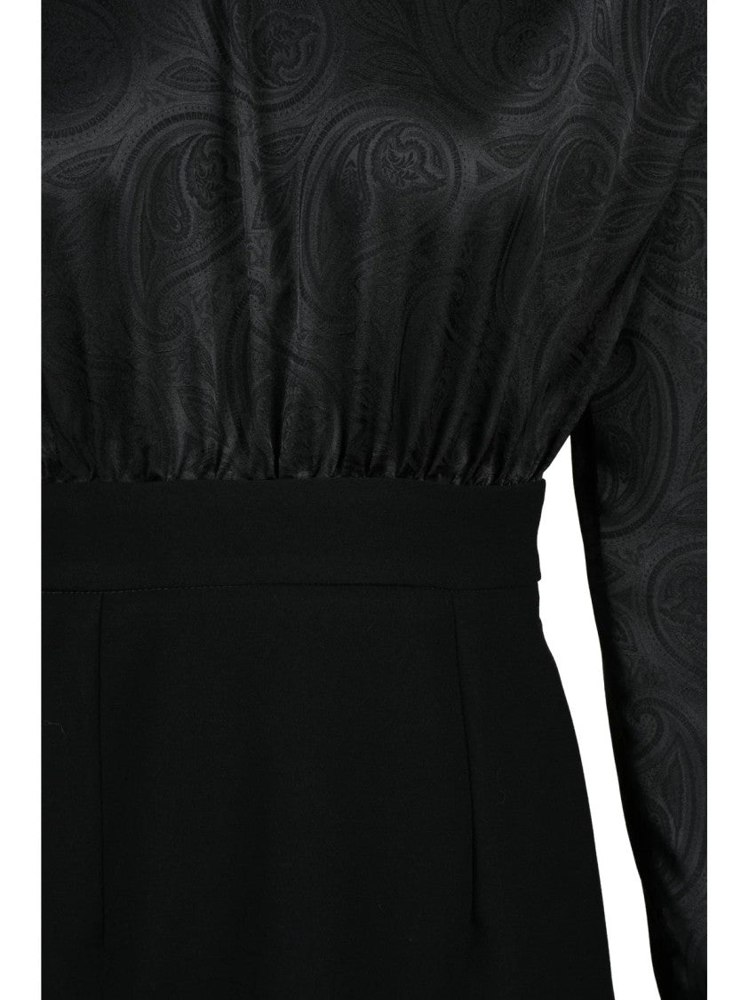 Dramée Black Stretch Satin Zip Mini Dress