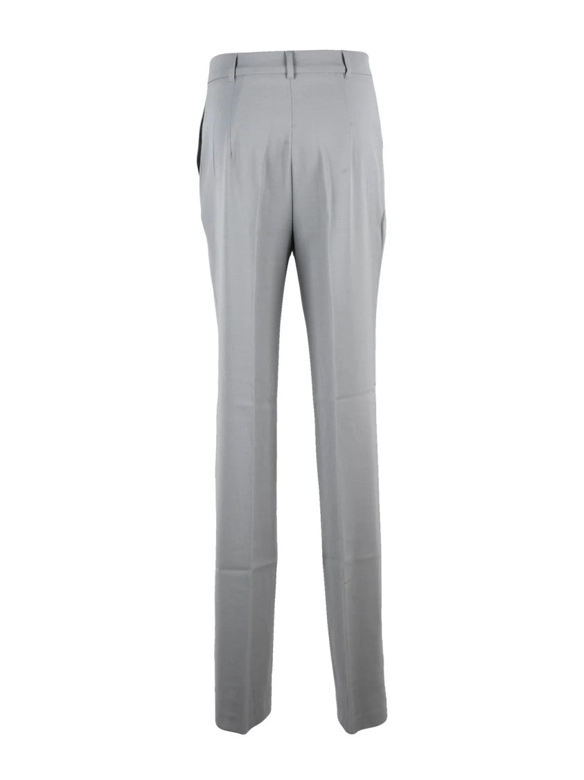 Max Mara Grey Wide-Leg Virgin Wool Pants