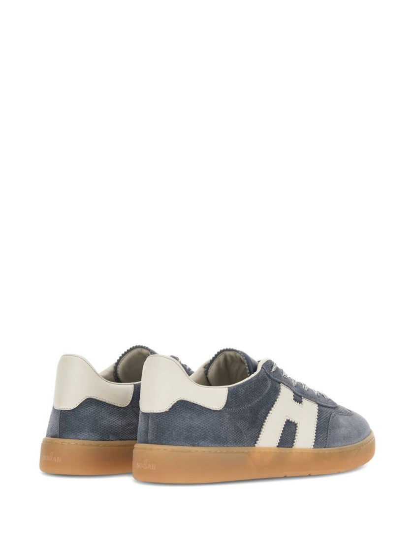 Hogan Blue Silk And Nylon Star Sneakers