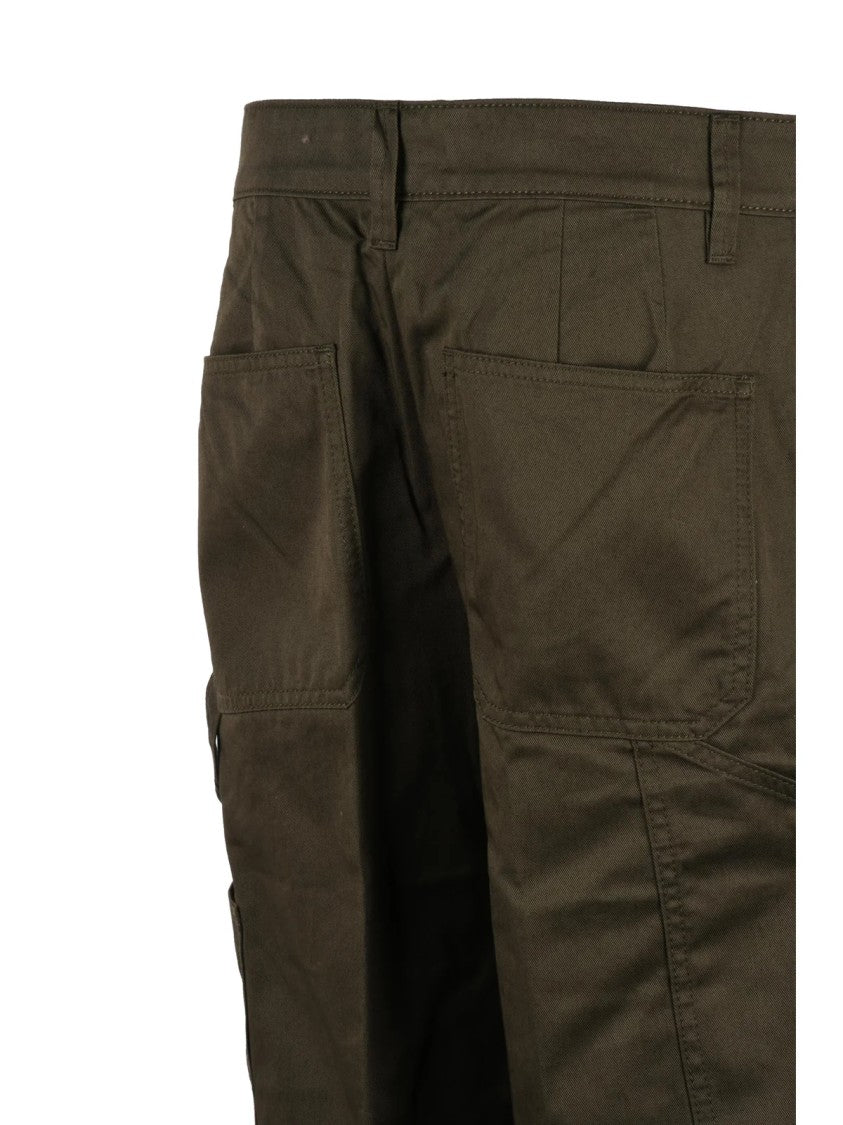 Tory Burch Olive Green Cotton Cargo Pants With Wide Leg Silhouette