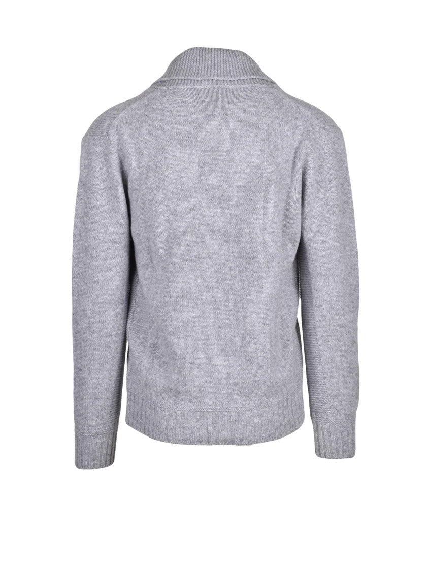 Kangra Shawl Collar Merino Wool Sweater With Ribbed Cuffs