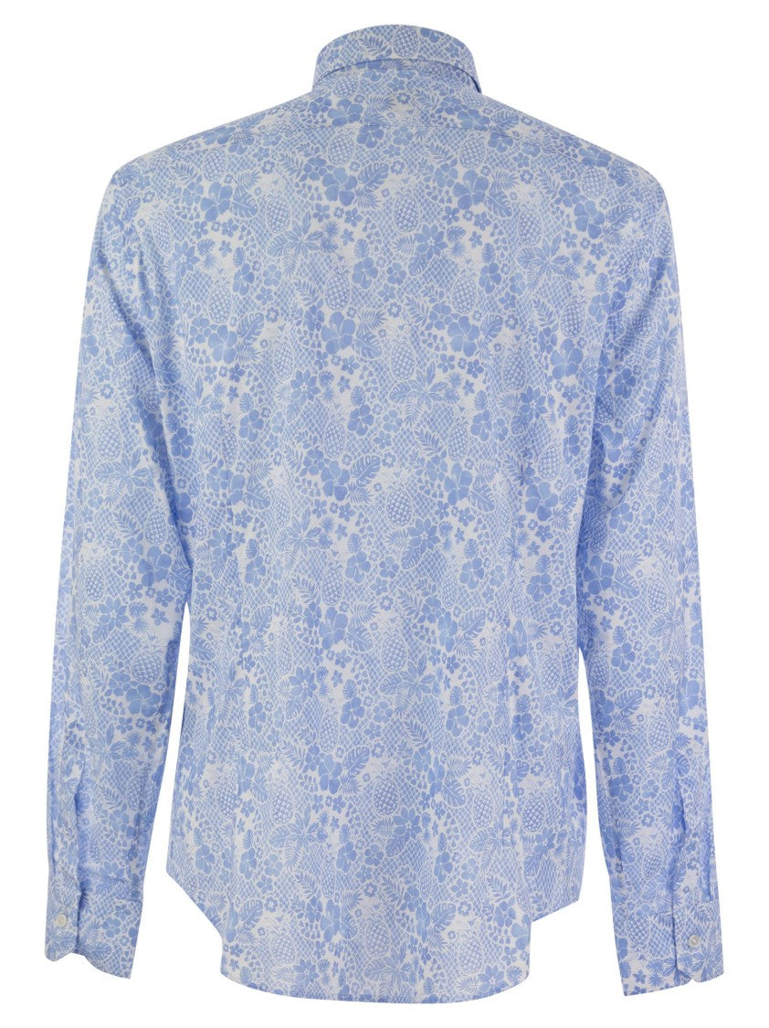 Fedeli Printed Stretch Cotton Voile Shirt