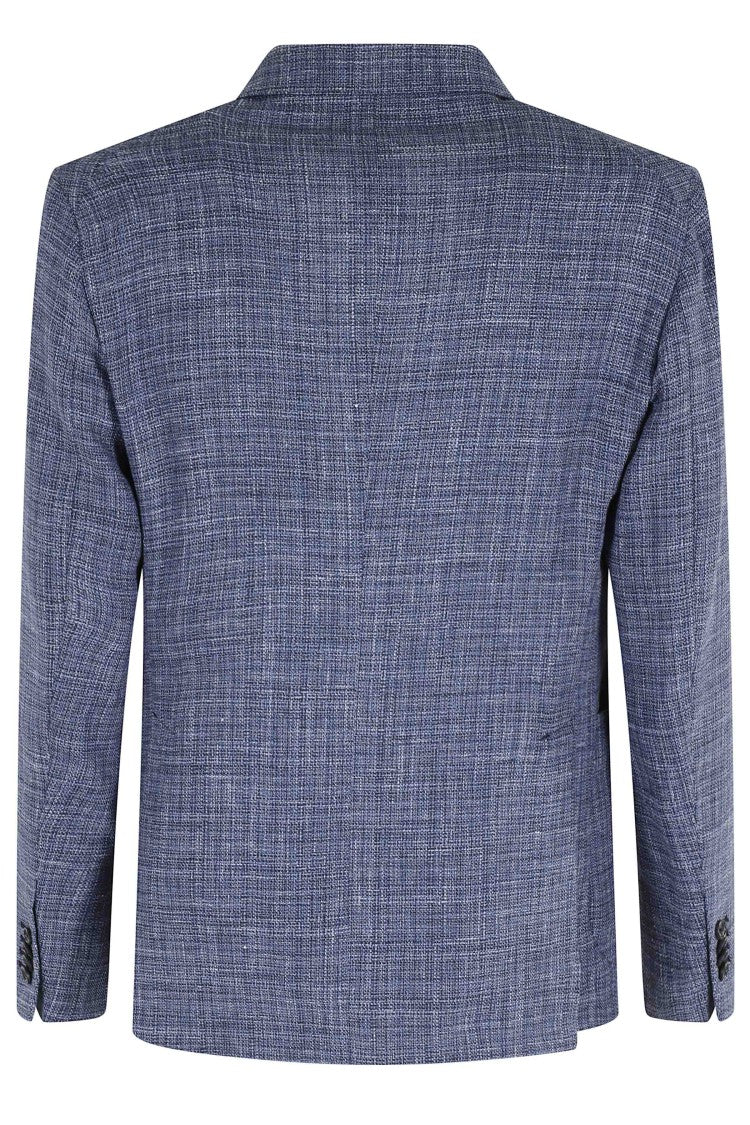 Tagliatore Blue Montecarlo Peak Lapel Mesh Effect Wool-Blend Blazer
