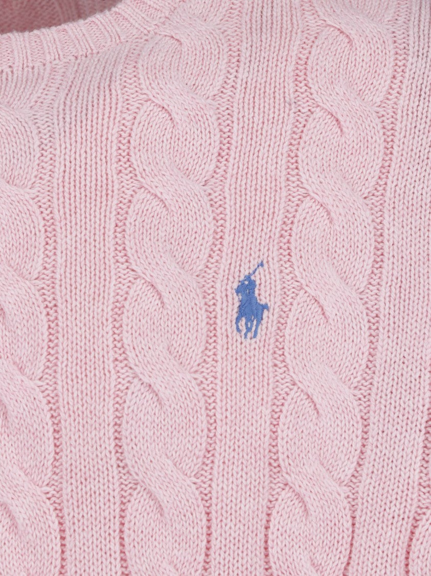 Polo Ralph Lauren Pink Cable Knit Crewneck Cotton Sweater