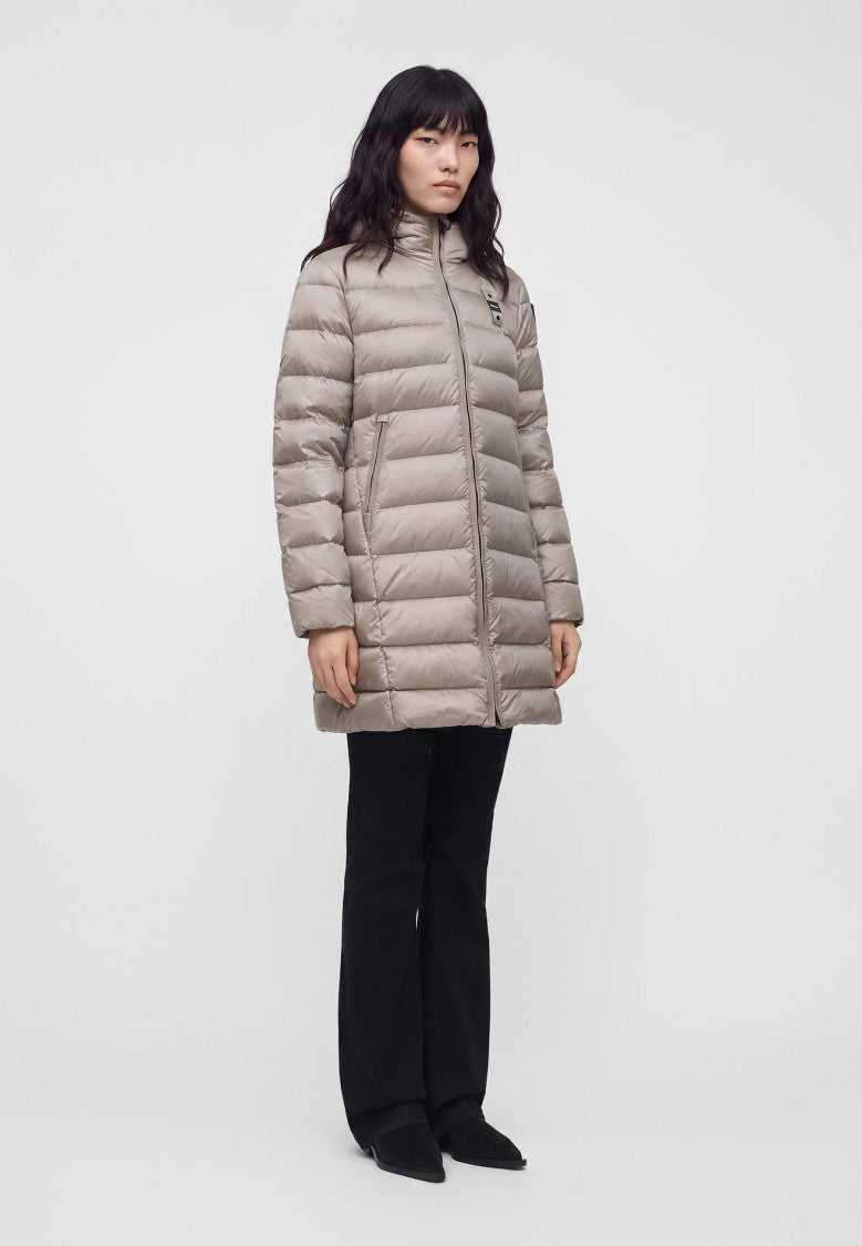 Blauer Americane Long Horizontal Quilting Padded Down Jacket