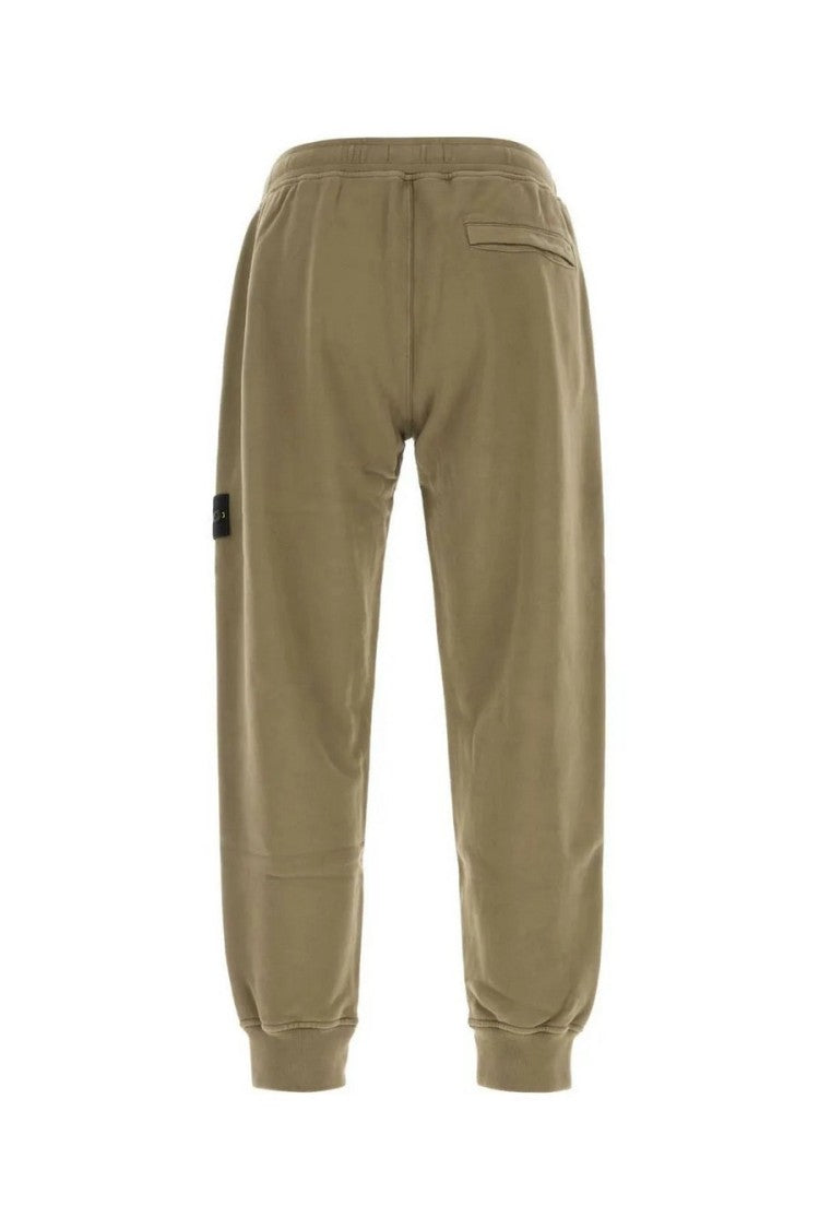 Stone Island Olive Green Side Badge Cotton-Blend Sweatpants