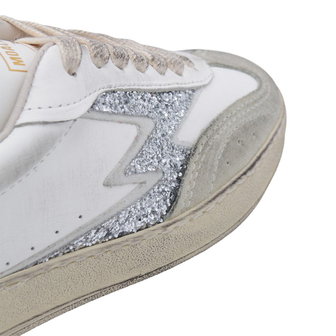 Moaconcept Low-Top Sneakers With Silver Glitter Lightning Bolt
