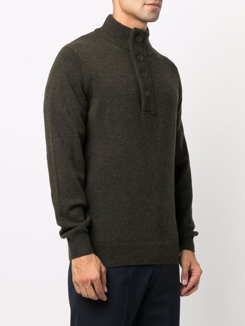 Barbour Ribbed High-Neck Half Buttoned Zip-Through Knit