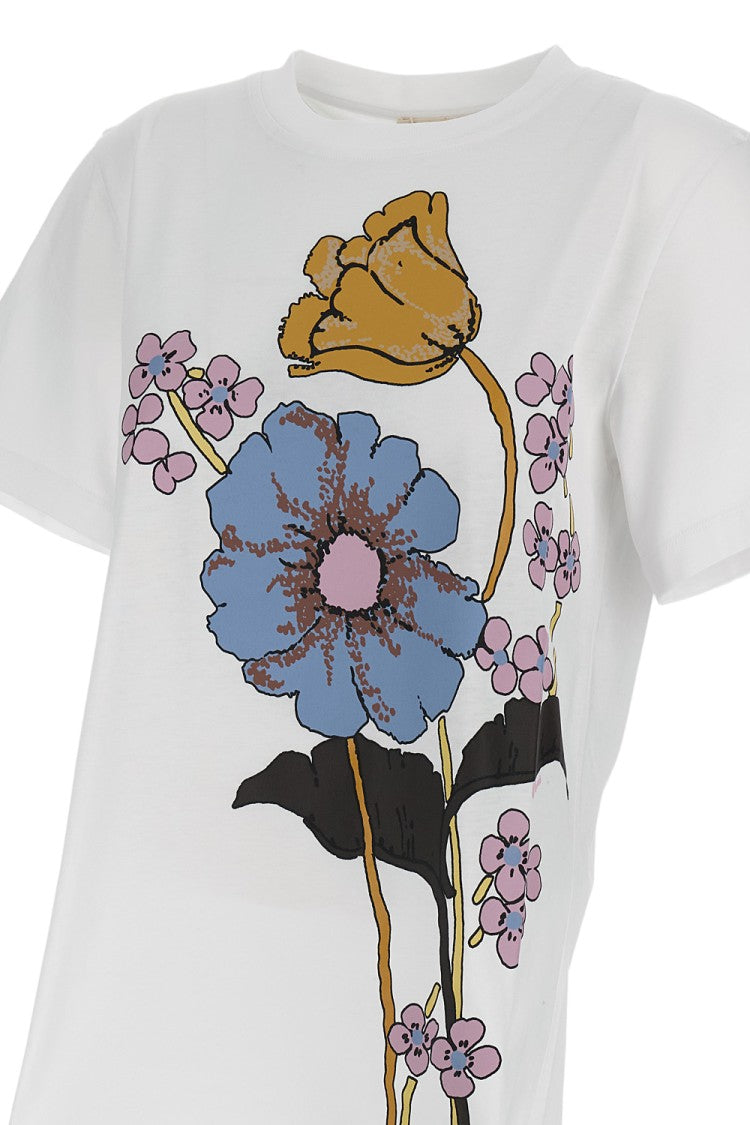 Marni Floral Print Oversized T-Shirt In Soft Cotton