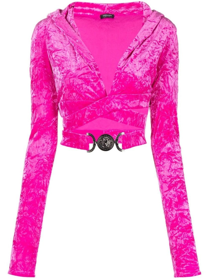 Versace Crossover Velvet-Finish Top