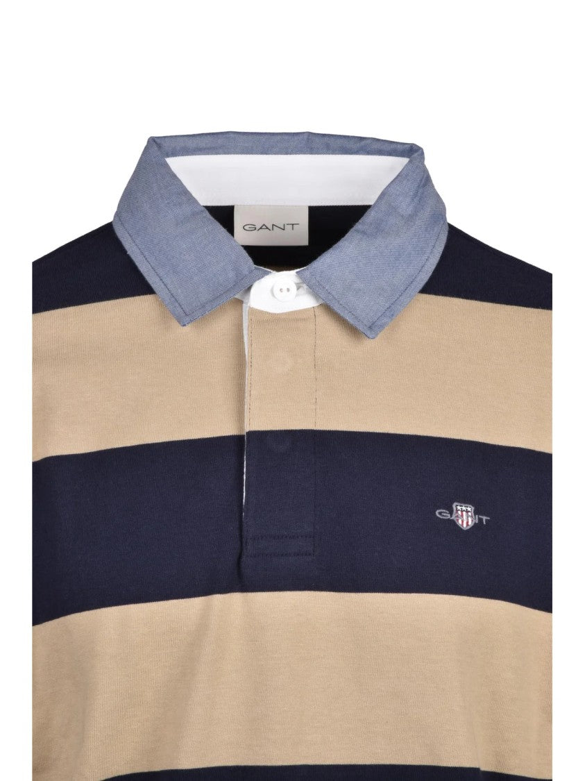 Gant Beige/Blue Two-Tone Breathable Cotton Polo Shirt