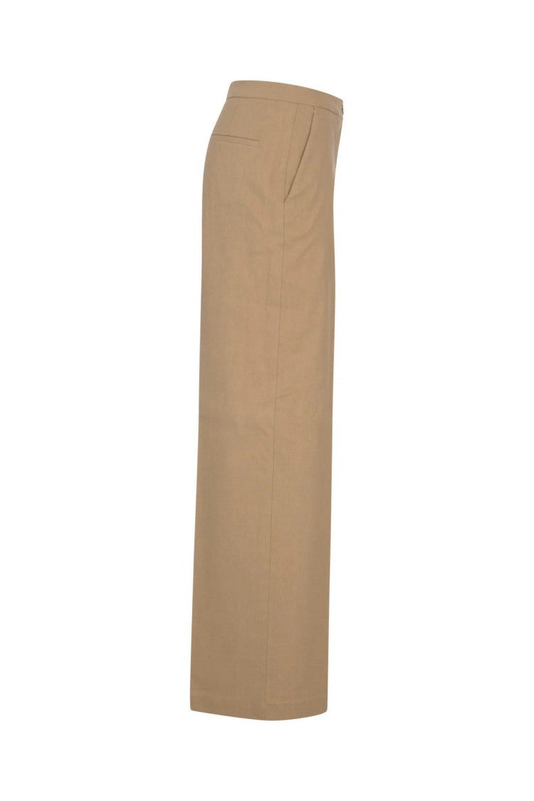 Pinko Camel Straight-Leg Tailored Linen-Blend Pants