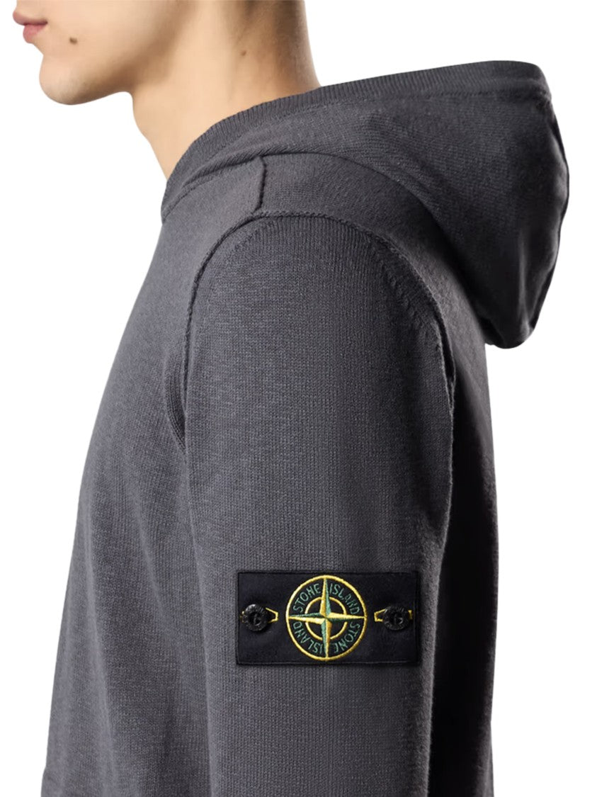 Stone Island Relaxed-Fit Grey Hoodie With Textured Fabric