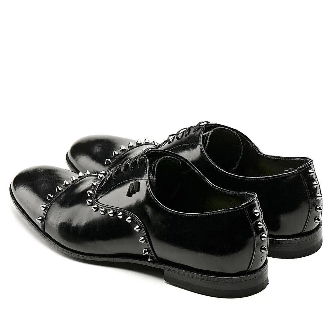 Mimanera Black Studded Leather Showman Oxford Shoes