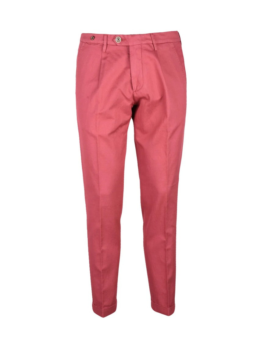Filetto Classic Cotton Linen Blend Trousers With Pleated Waist And Straight Leg Design