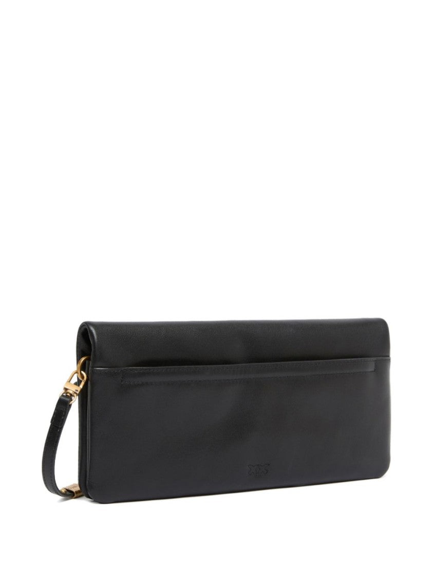 Pinko Black Smooth Gold-Tone Shoulder Bag
