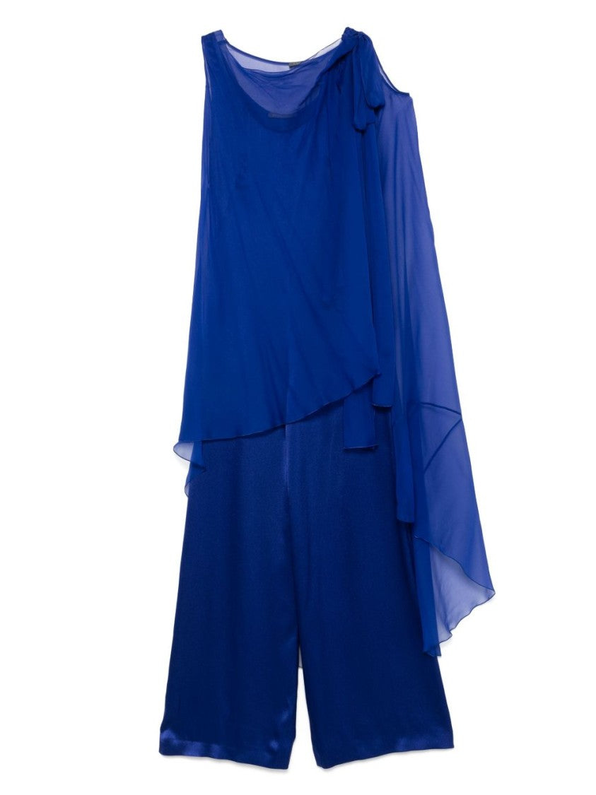 Alberta Ferretti Blue Trousers With Flowing Overlay