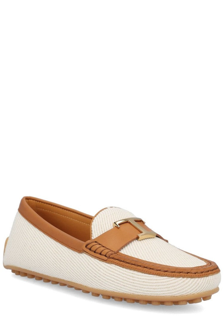 Tod's Textured Fabric Loafers With Leather Trim