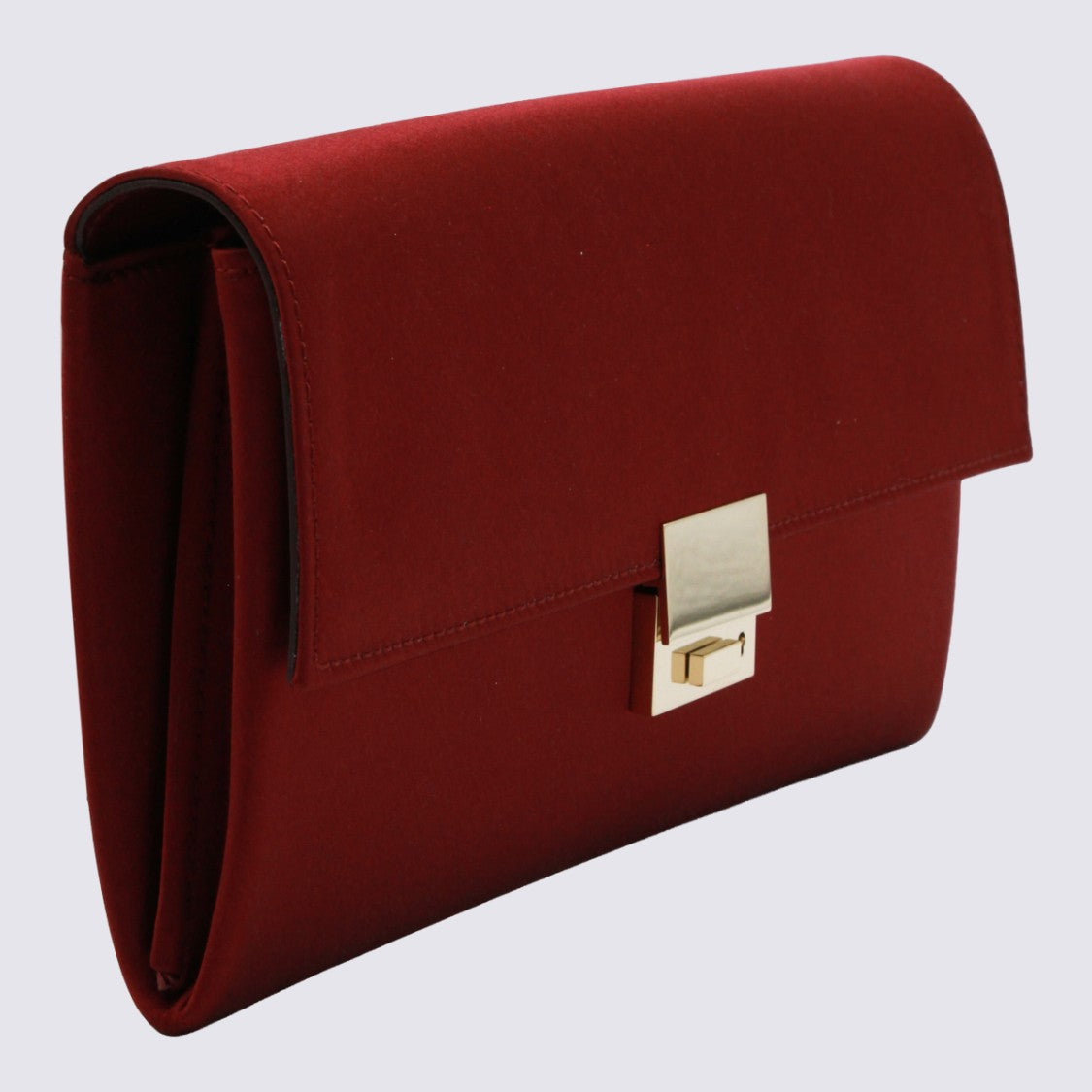 Tom Ford Rectangular Clutch Bag With Smooth Red Exterior And Metallic Clasp