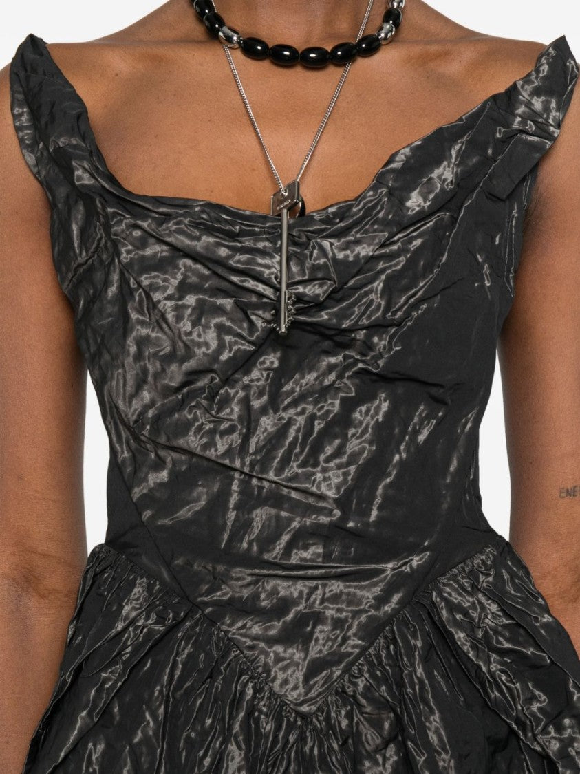 Vivienne Westwood Sculptural Black Mini Dress With Crinkled Texture