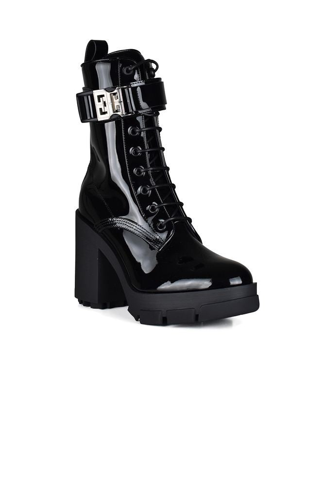 Givenchy Lace-Up Black Shiny Calf Leather Boots