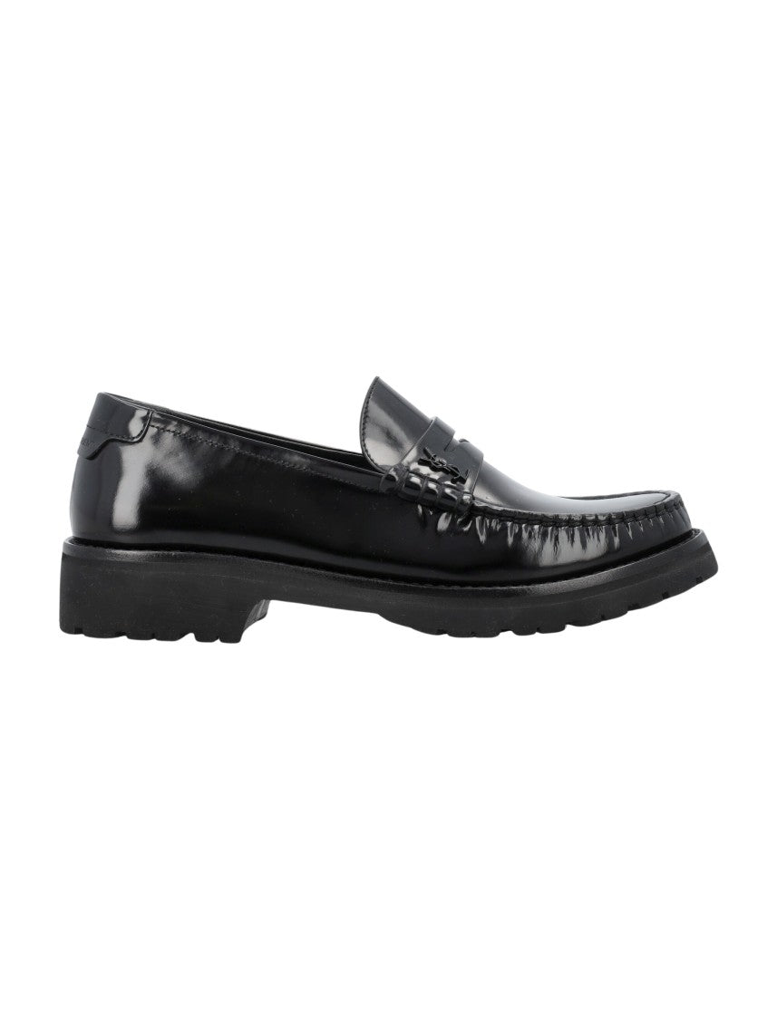 Saint Laurent Polished Calf Leather Penny Loafers