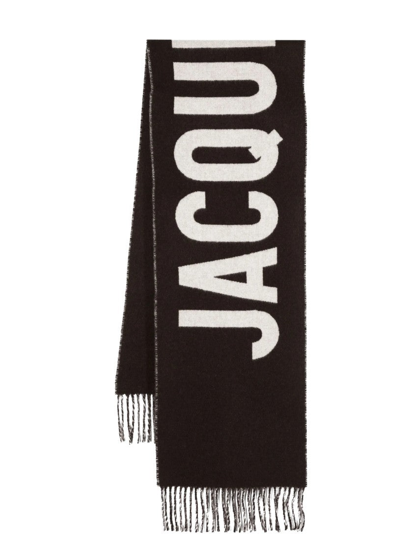 Jacquemus Rectangular Virgin Wool Bold Text Scarf