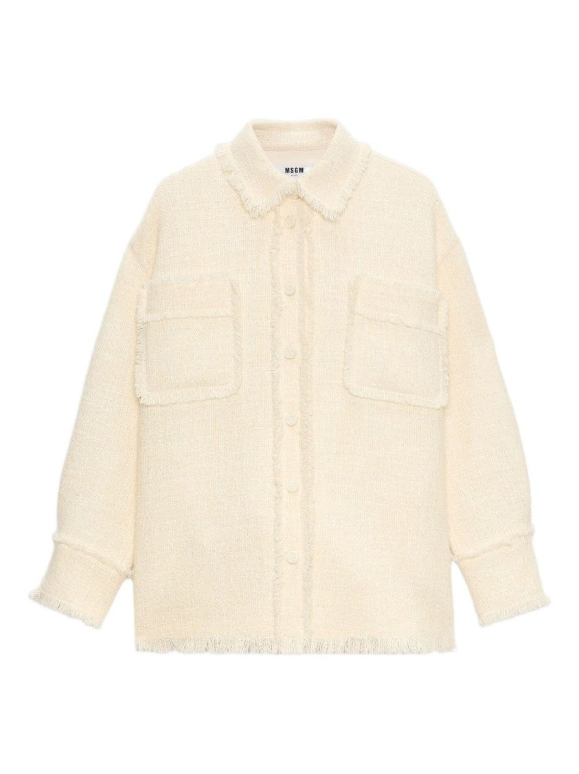 Msgm Boxy Oversized Shirt With Textured Fabric