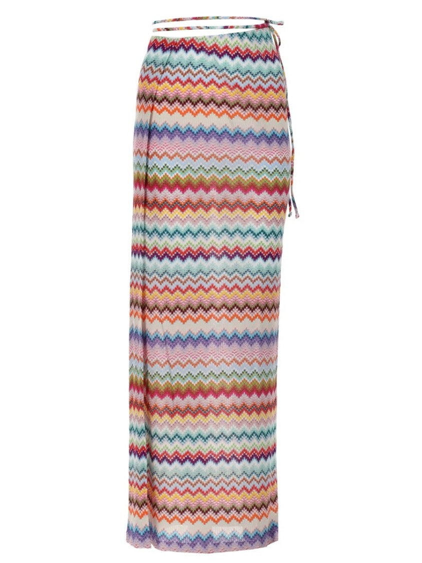 Missoni Multicolor Zigzag Wrap Style Viscose Maxi Skirt