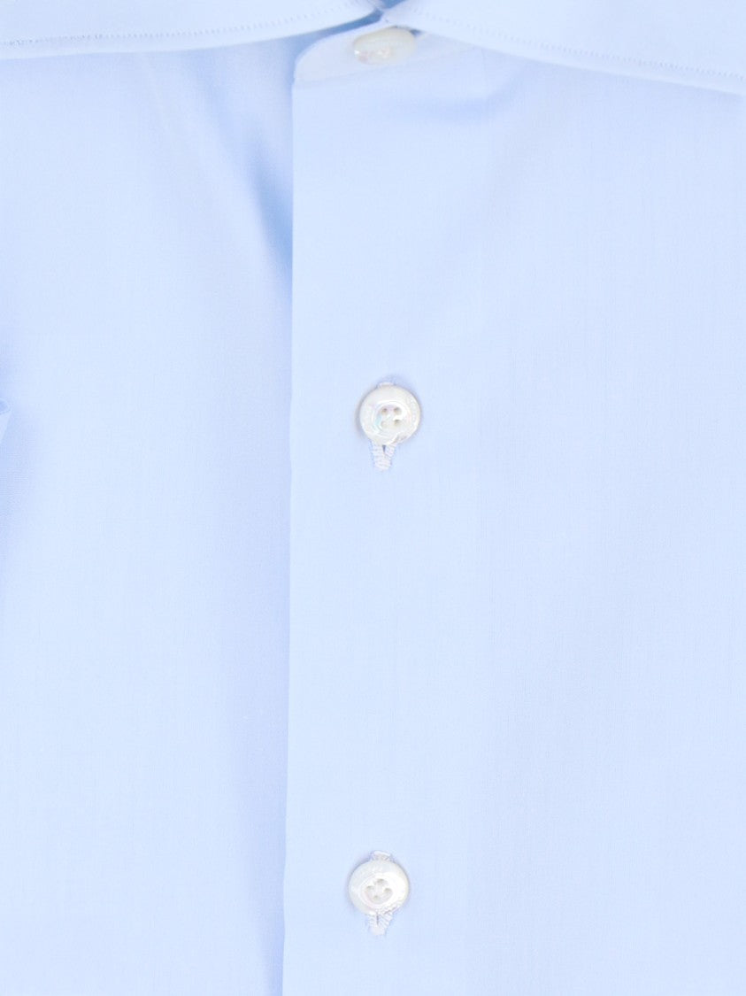 Finamore Structured Blue Shirt With Tailored Fit
