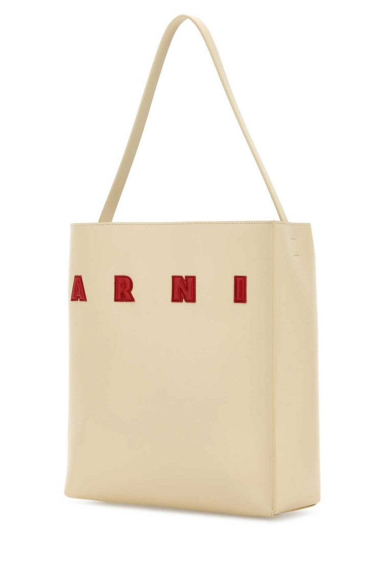 Marni Ivory Leather Medium Museo Shoulder Bag