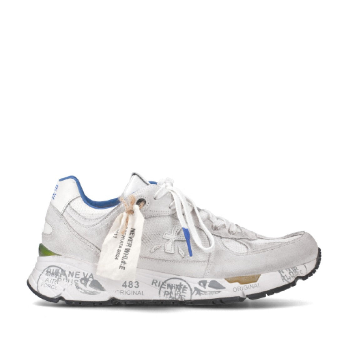 Premiata Suede And White Mesh Technical Fabric Mase Sneakers