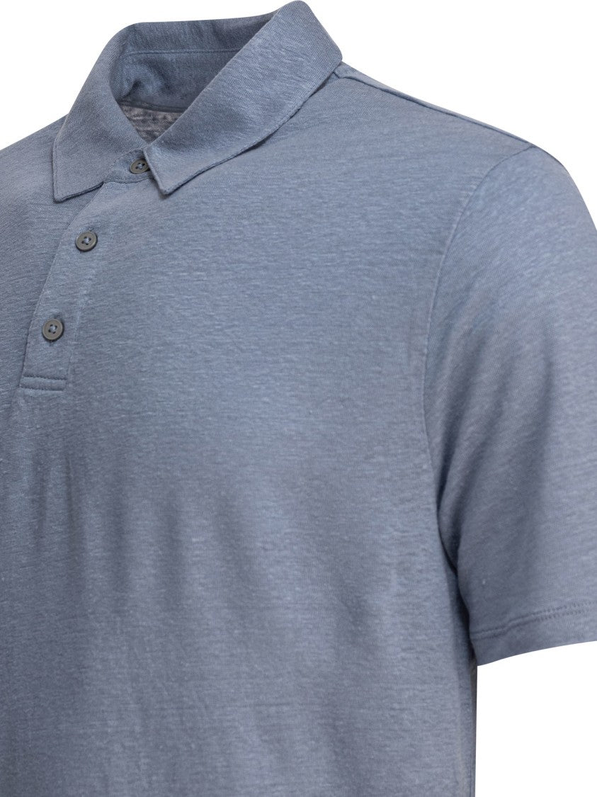 Vince Light Blue Linen Polo Shirt
