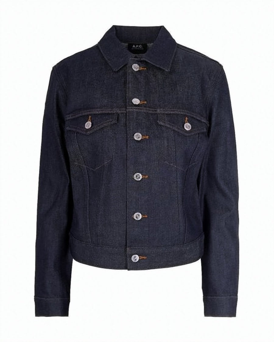 A.P.C. Structured Indigo Denim Jacket With Flap Pockets And Silver-Tone Accents