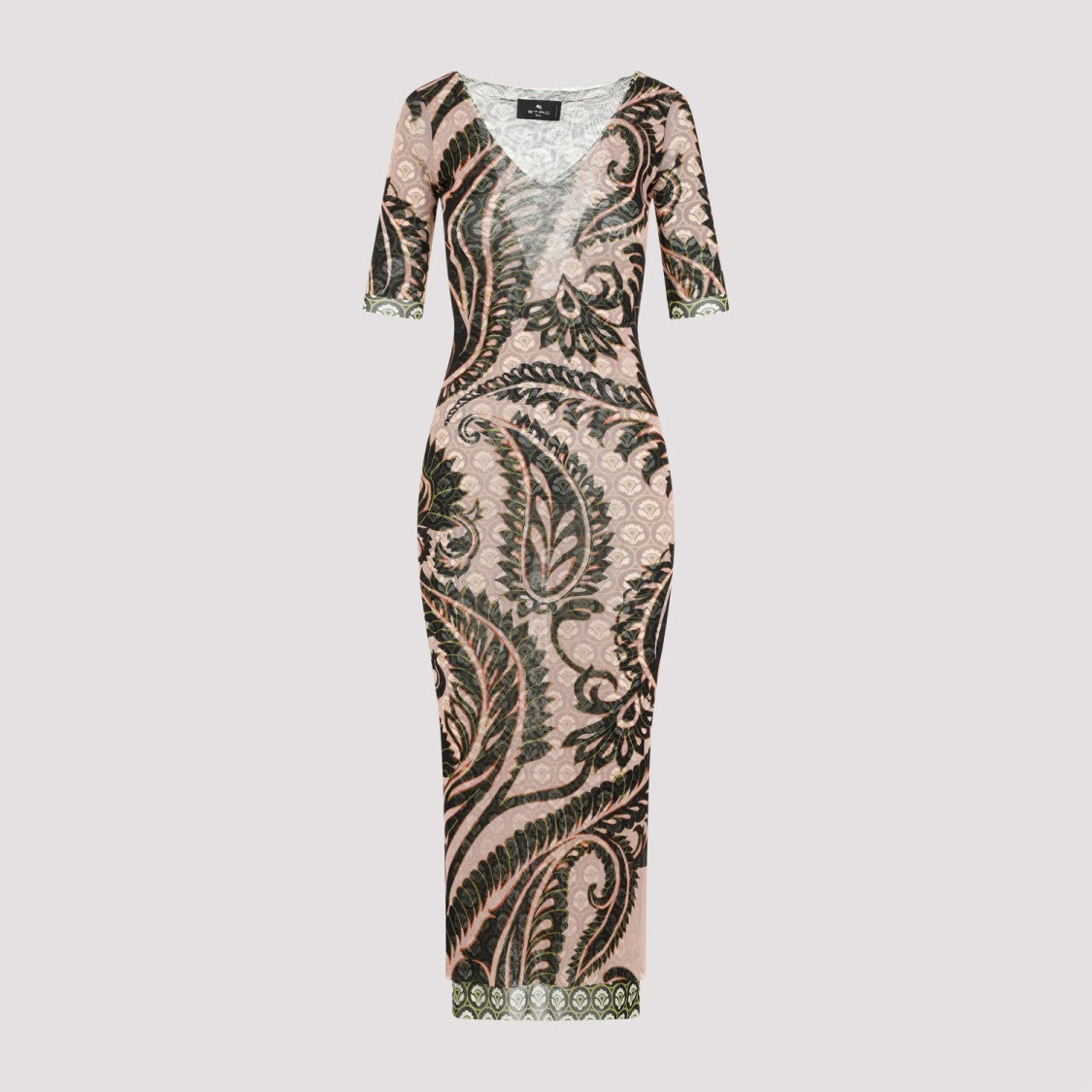 Etro Print Pink Polyamide Midi Dress