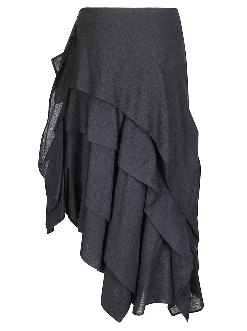 Yohji Yamamoto Tucked Stitch Design Wool Skirt