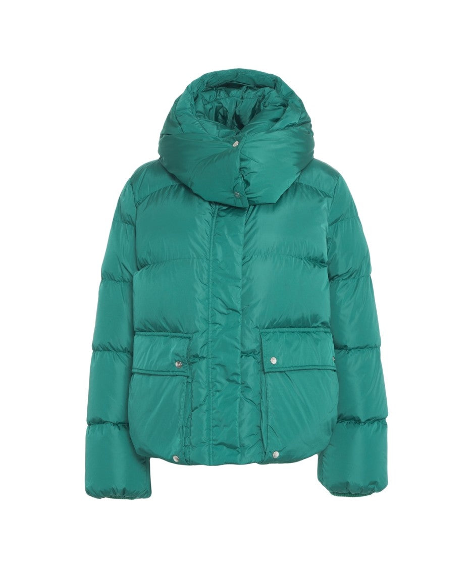 Add Quilted Puffer Jacket With High Padded Collar