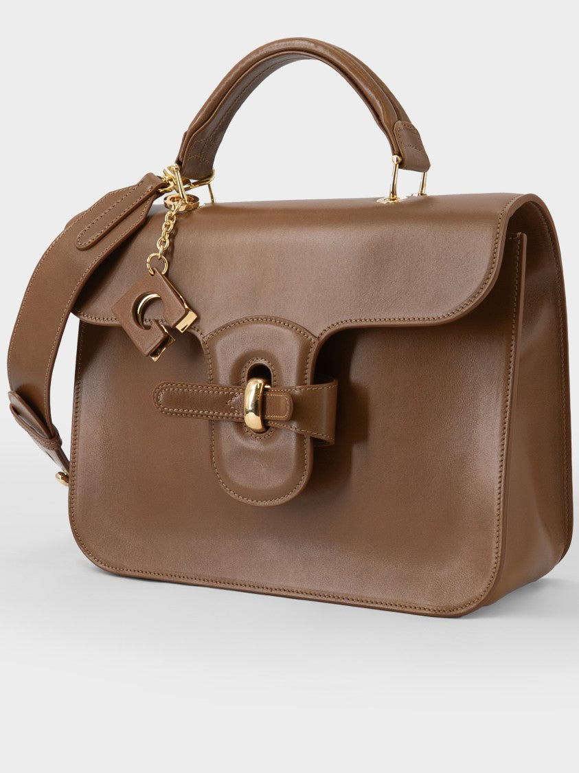 Gherardini Bellona Structured Brown Leather Buckle Handbag