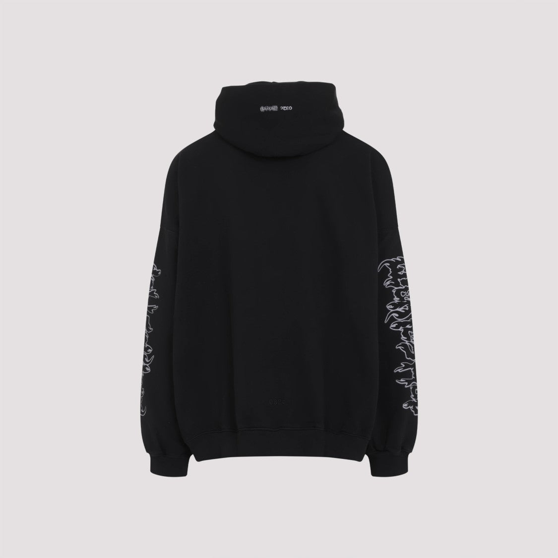 032C Faithless Oversized Black Cotton Hoodie
