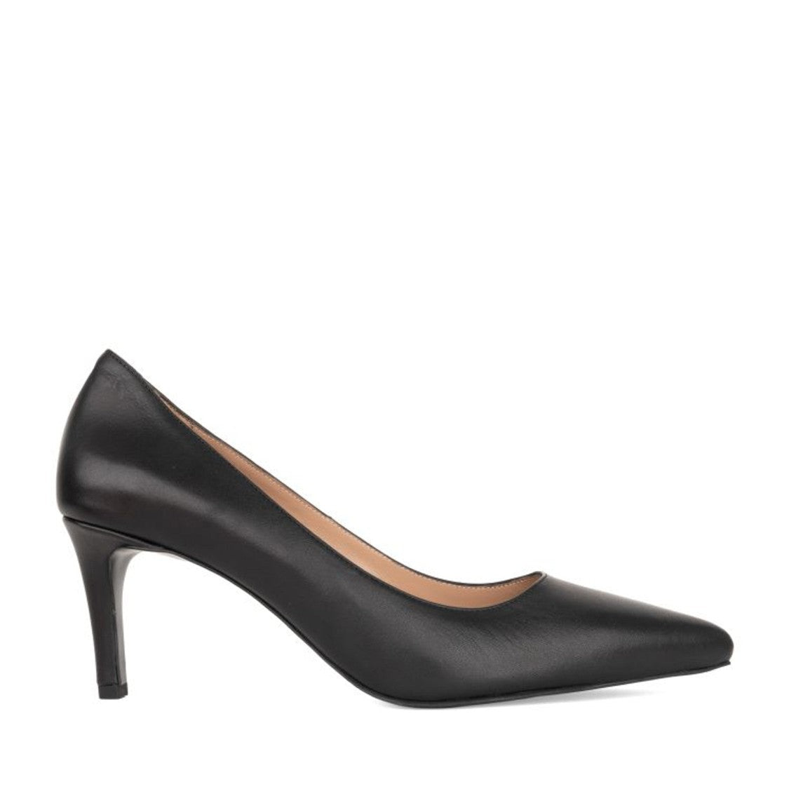 Sergio Moretti Black Pointed Toe Low Heel Leather Dress Pumps
