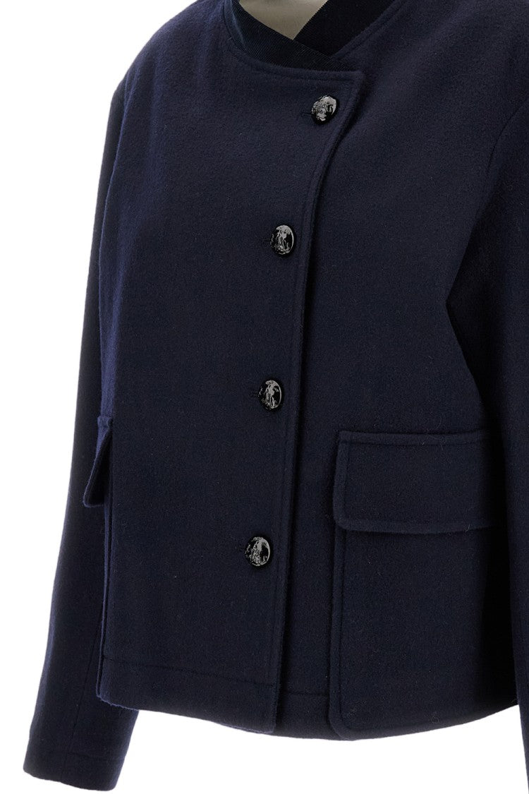 Sibel Saral Classic Blue Jacket With Front Zipper Closure