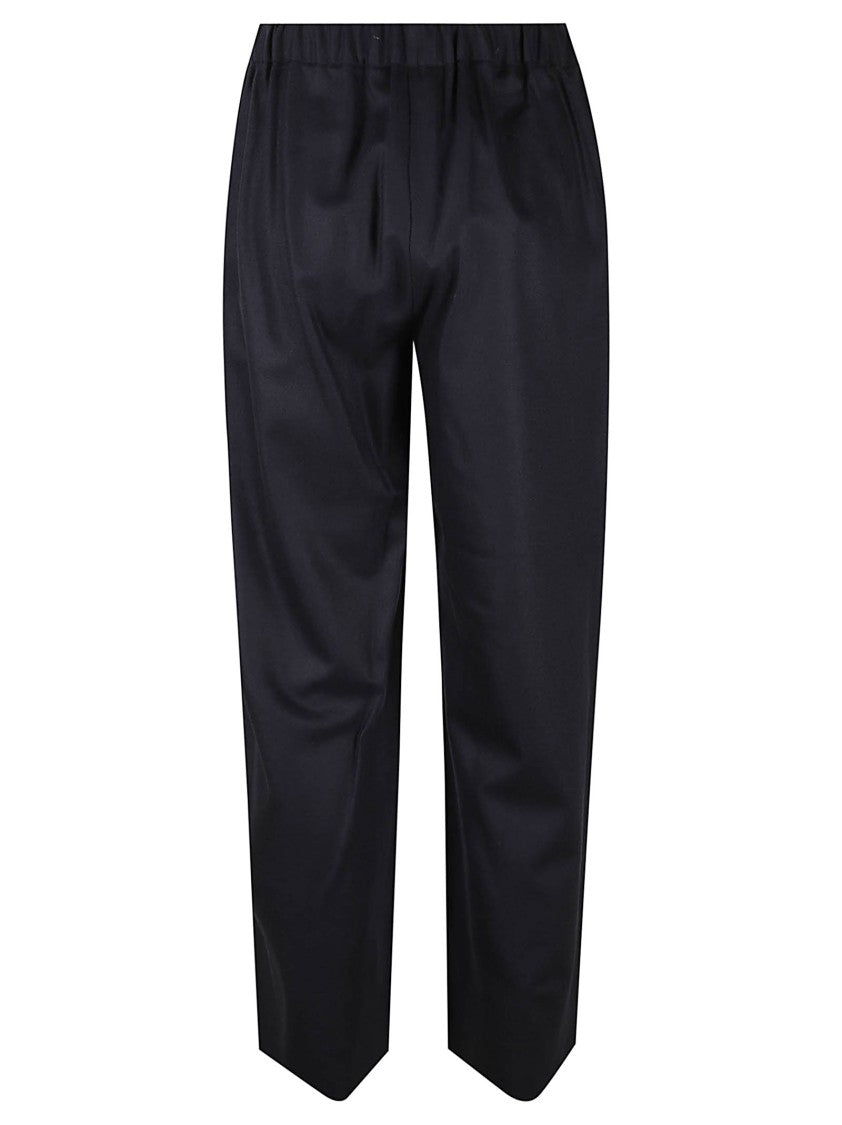 Max Mara Black Straight-Leg Pants With Drawstring Waist And Polished Finish