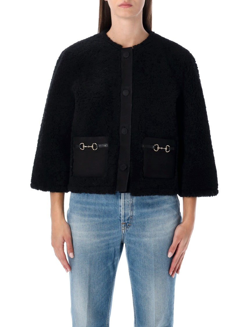 Gucci Shearling Jacket With Horsebit Details