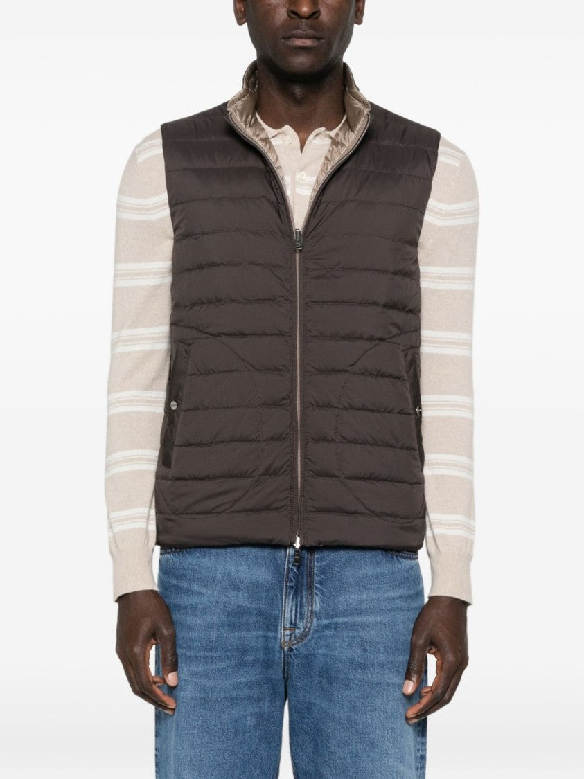 Herno Reversible Quilted Vest With Zipper Closure