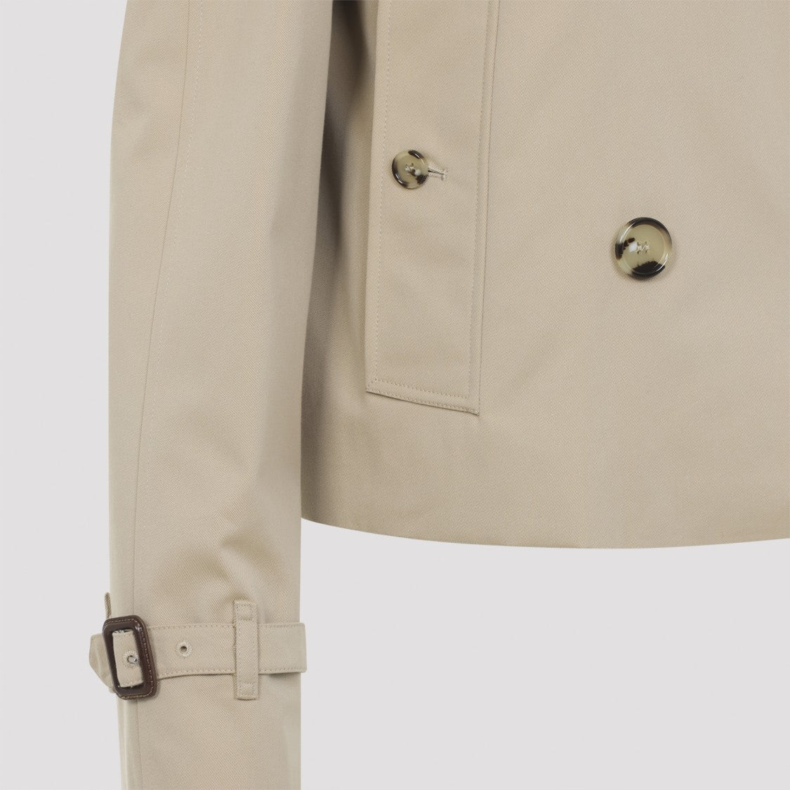 Burberry Cropped Double-Breasted Cotton Coat With Classic Collar